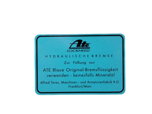 Sticker for ATE brake fluid container Mercedes classic cars